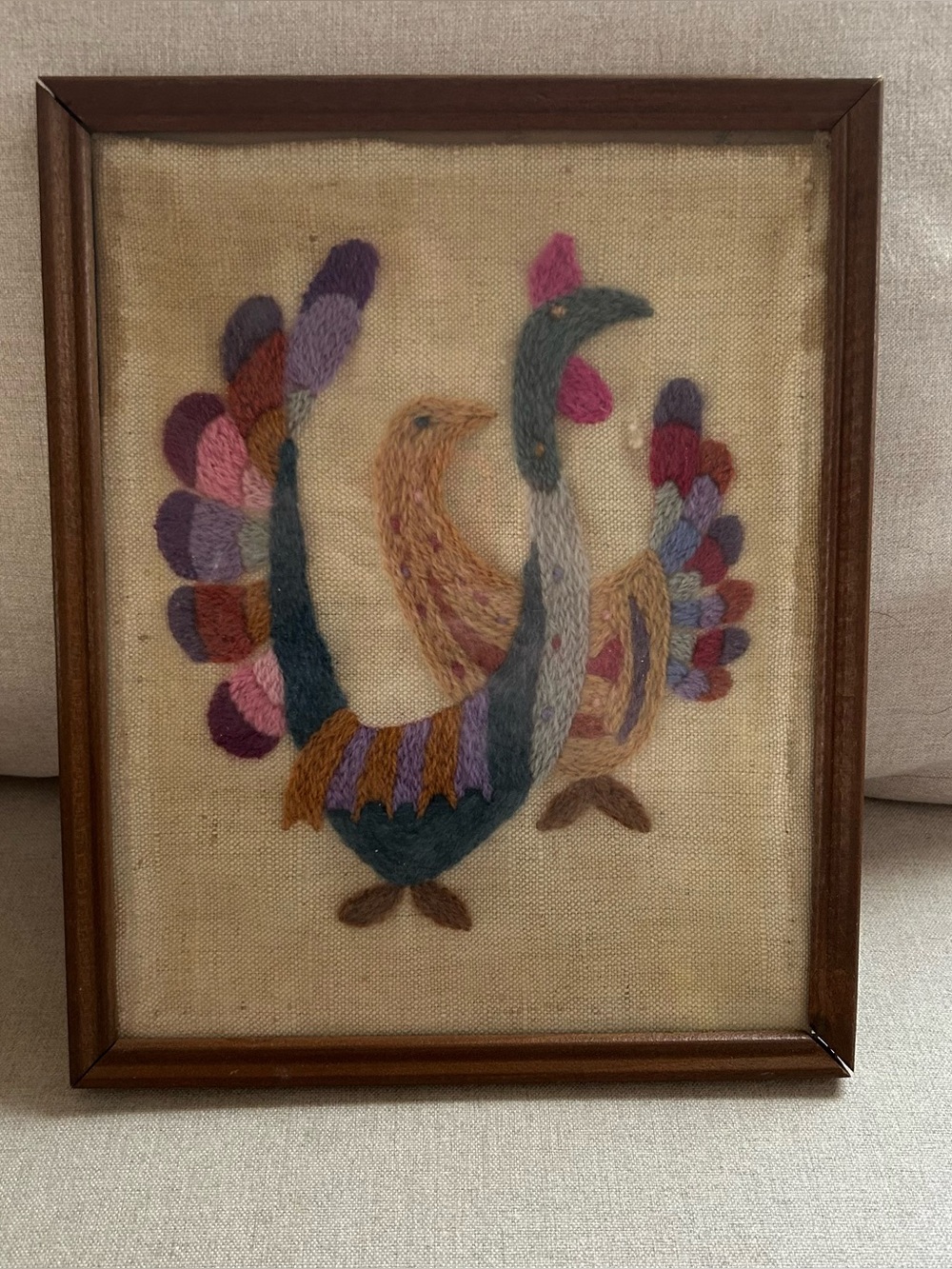 Handcrafted Multicolor Folk Art Bird Embroidery Wall Art